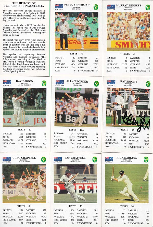 Spears 1993-94 Test Match Card Game